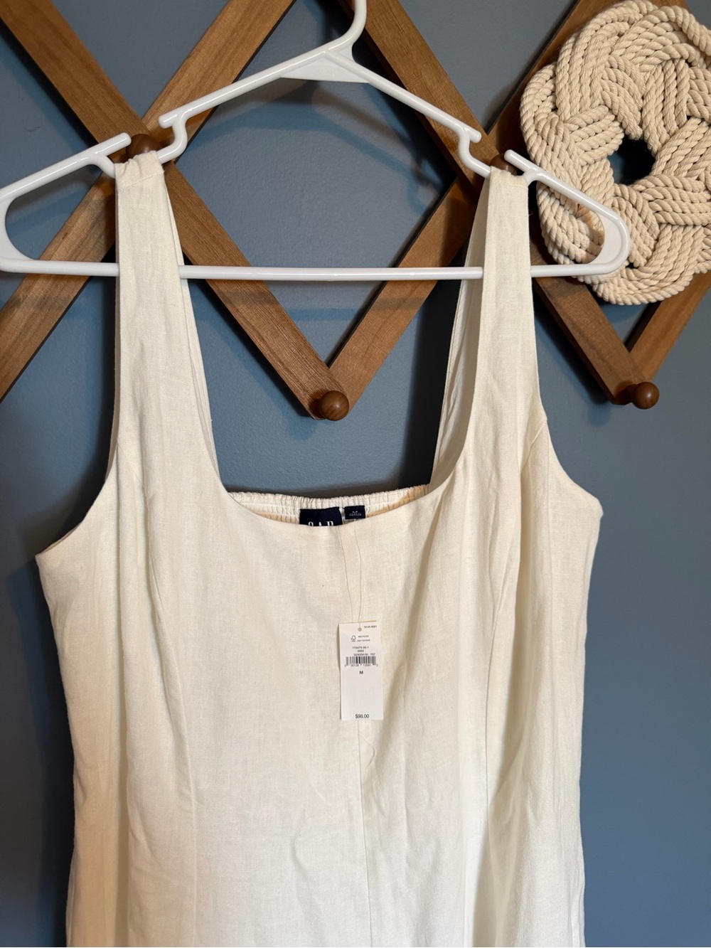 GAP Cream Square-Neck Linen-Blend Tank Top